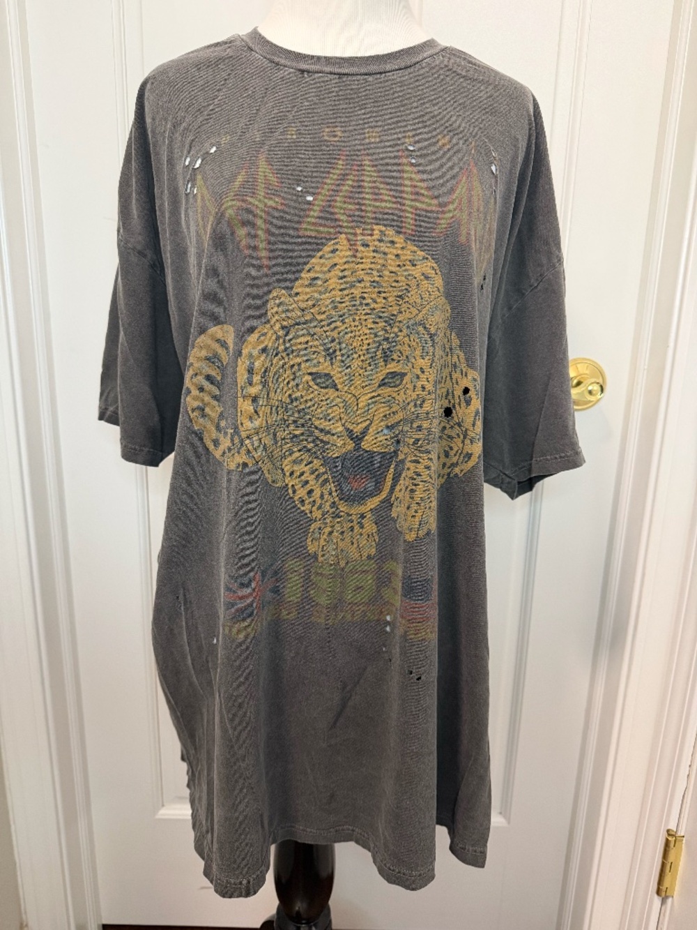 Urban Outfitters Def Leppard 1983 Tour Distressed T-Shirt Dress S/M Oversized